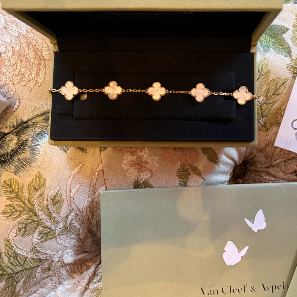 Van Cleef & Arpels Gold mother of pearl Alhambra bracelet